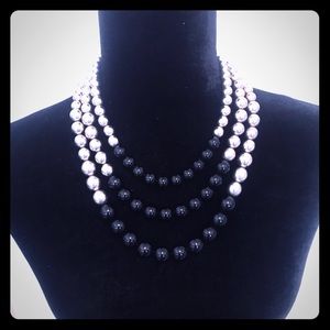 Cookie Lee’s 3-tiered, Silver n Black Necklace